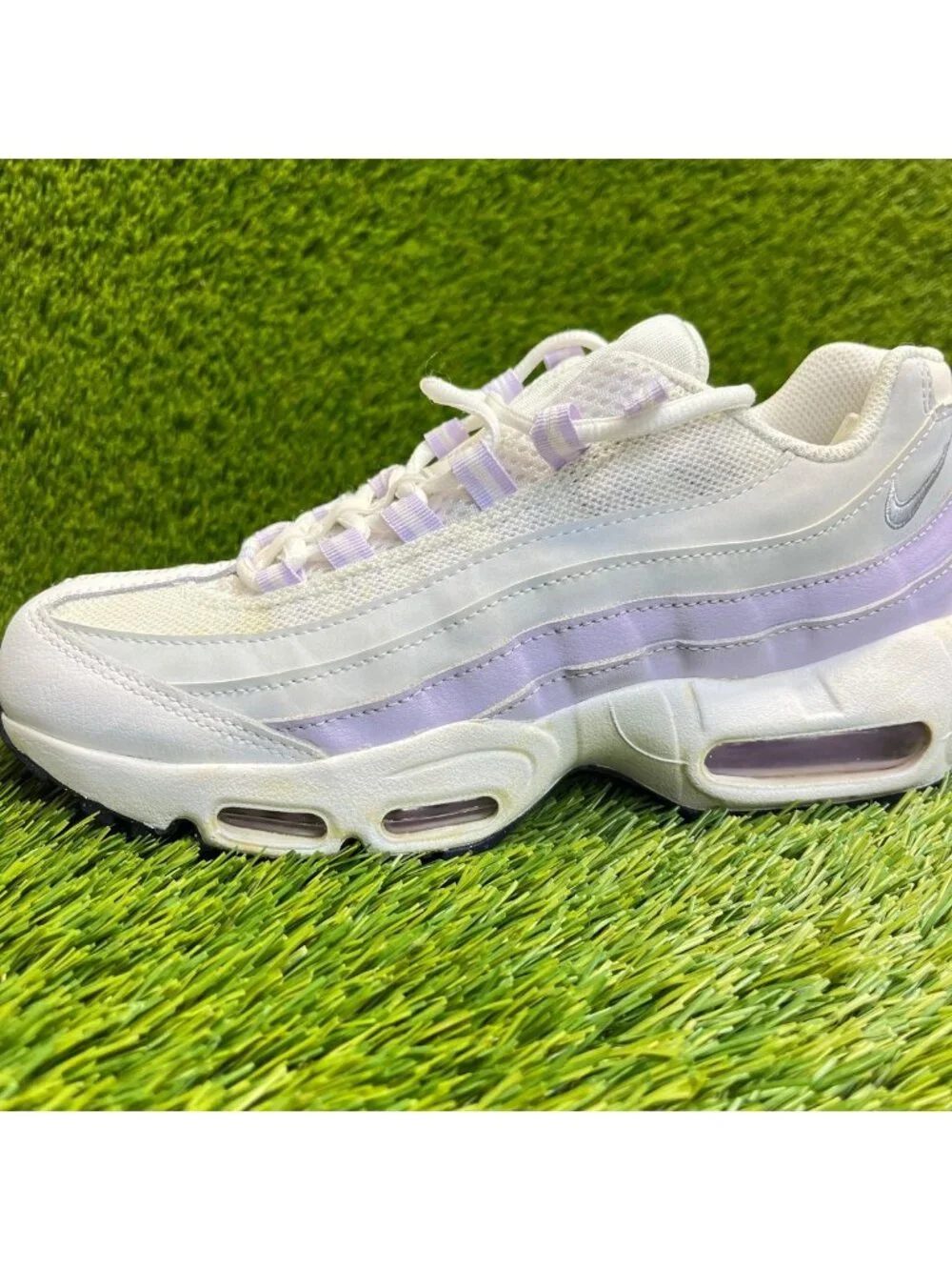 Nike Air Max 95 Recraft Girls Size 6.5Y White Gray Purple Running Shoes Sneakers